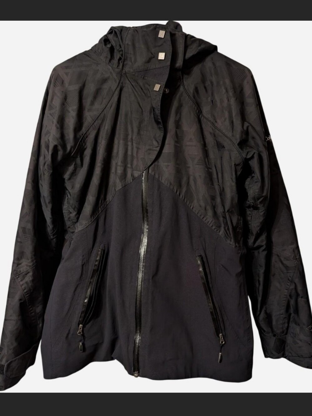 Columbia Titanium Black Geometric Soft Shell Outer Winter Ski Jacket, Size M